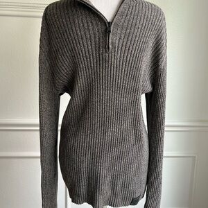 Express Men’s Gray Ribbed Half-Zip Sweater, Size XL